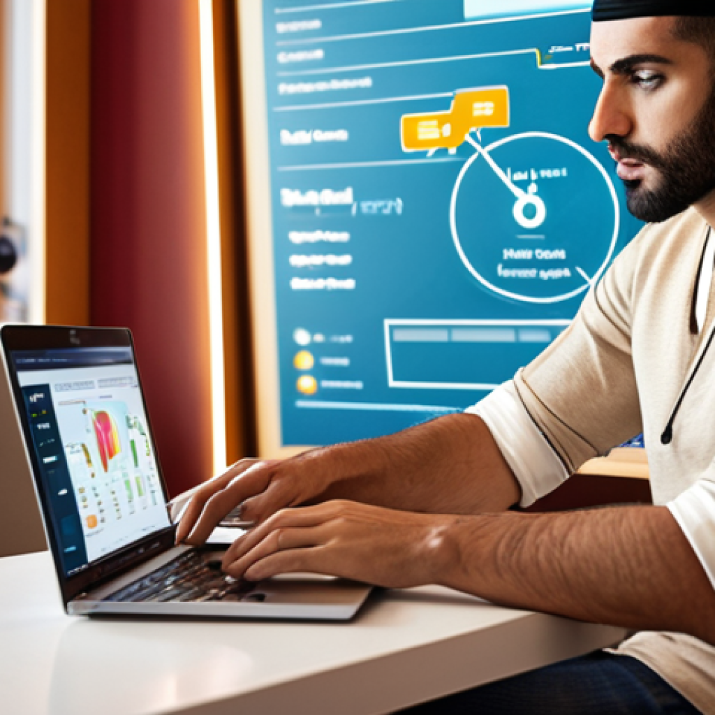 **Prompt 1: "The Savvy Traveler's Digital Strategy"**
    A stylish and focused Arab traveler, late 20s to early 30s, (can be male or female) sits comfortably, intently gazing at a laptop screen. The screen displays a dynamic flight search interface, showing fluctuating price graphs, multiple destination options, and subtle notifications. Around the traveler, abstract digital elements like data streams, price charts, and small 'lightbulb' icons subtly float, symbolizing intelligence and optimization. The setting is clean and modern, perhaps a chic café or a home office. The overall mood is one of empowerment, strategic thinking, and the successful navigation of complex pricing. The aesthetic should be modern, clean, and digitally focused, with a warm, inviting color palette.