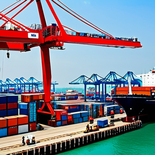 Home 23 Modern Thai Port**
"A bustling, modern deep-sea port in Thailand, with large container ships being loaded and unloaded, fully clothed workers in appropriate attire, cranes moving containers, logistics operations, sunny day, cityscape in the background, safe for work, professional, perfect anatomy, correct proportions, high resolution, vibrant colors, appropriate content, family-friendly, modest."
**