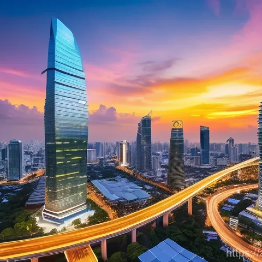 태국의 신흥 시장 - **Prompt: "Digital Thailand: Smart City & Tech Innovation Hub"**
    A vibrant and futuristic citysc...