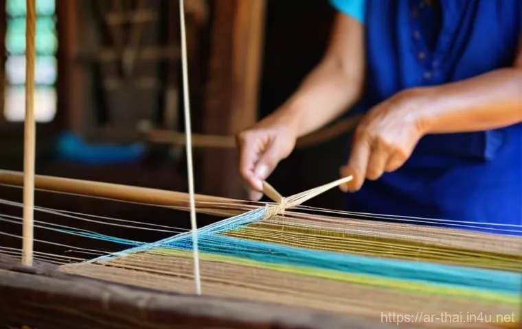 태국의 특산품 비교 - **Prompt:** A close-up shot of a skilled Thai artisan, wearing traditional, modest clothing, meticul...