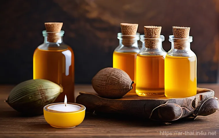 태국의 특산품 비교 - **Prompt:** A bustling and colorful Thai market scene showcasing an array of authentic local product...