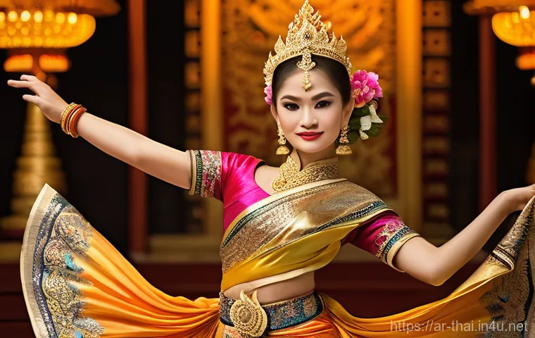 태국 전통 춤 종류 - **Prompt 1: Khon Royal Masked Drama**
    "A stunning, high-definition image of a majestic Khon danc...