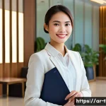 태국 법률 정보 - **Prompt: "A professional young woman, a foreign expat, dressed in a smart business casual outfit, s...