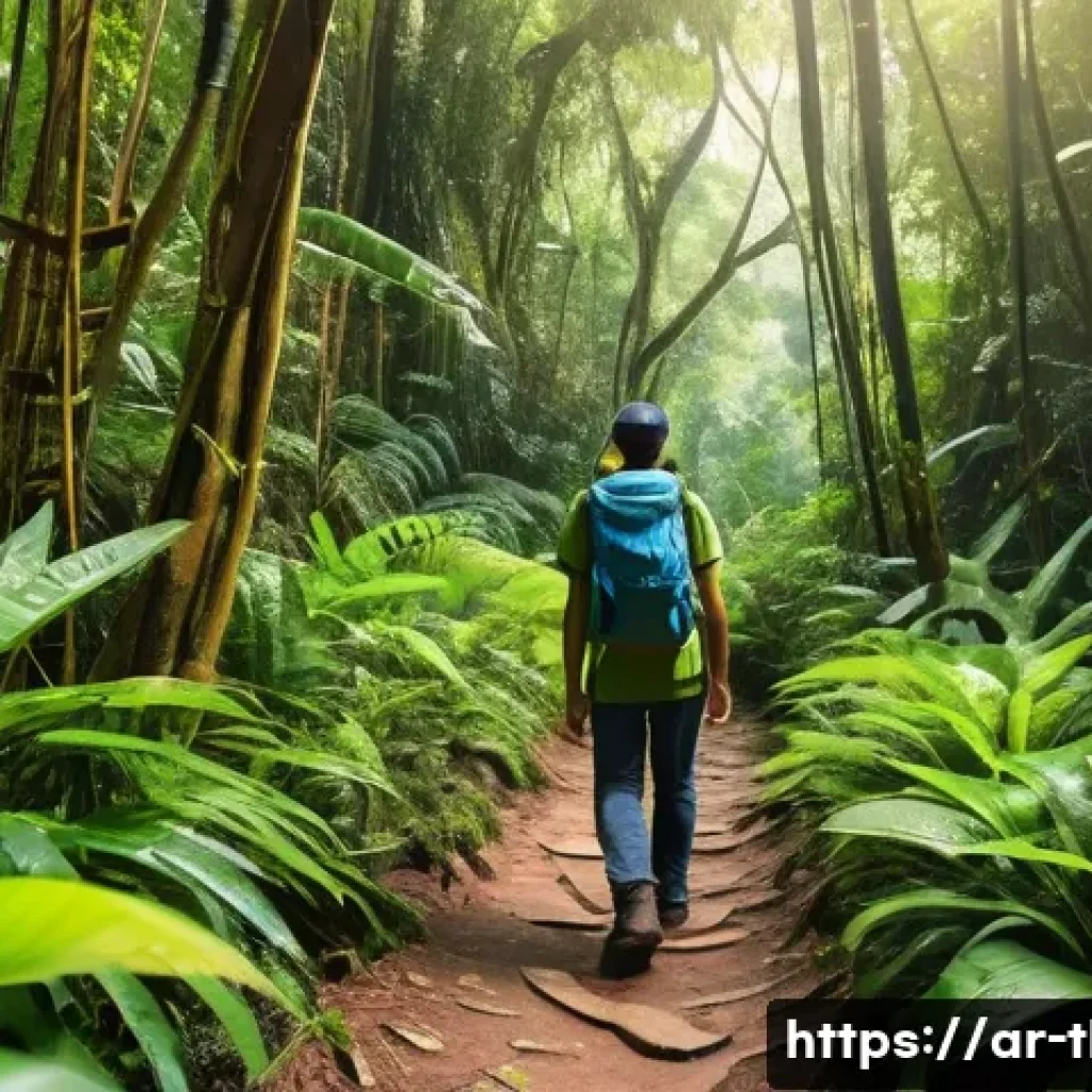 태국에서의 하이킹 루트 - A vibrant tropical rainforest trail in Thailand during the cool season, showcasing lush green foliag...