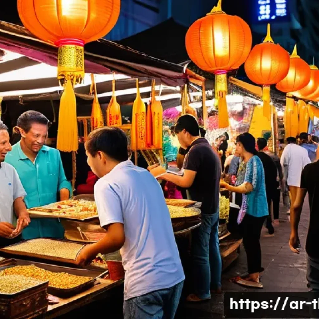 태국의 글로벌 관광객 수 - A vibrant night market scene in Bangkok, Thailand, bustling with diverse crowds including Arabic tou...