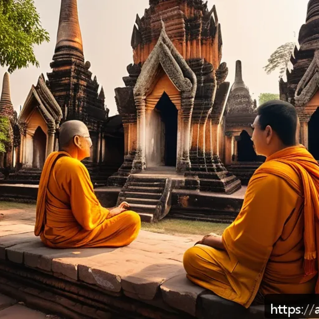 태국의 세계유산 목록 - A panoramic view of the ancient city of Ayutthaya in Thailand during golden hour, showcasing towerin...