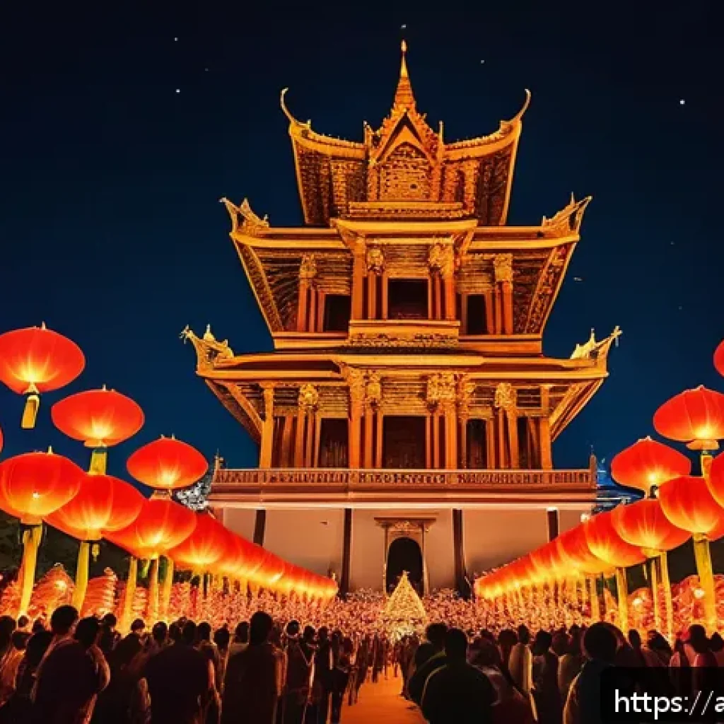 태국에서 자주 열리는 축제 - A vibrant night scene of the Yi Peng Lantern Festival in Chiang Mai, Thailand, showing hundreds of g...