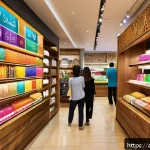 태국의 글로벌 브랜드 사례 - A vibrant marketplace scene showcasing Thai brands adapting to global markets: diverse cultural shop...