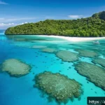 태국의 크루즈 여행 경험 - A breathtaking aerial view of the Andaman Islands in Thailand, showcasing pristine white sandy beach...
