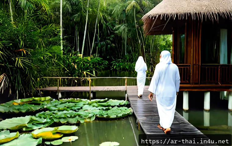 Home 30 태국의 환경 친화적 리조트 - Photorealistic eco-friendly resort in southern Thailand, elegant bamboo villas with solar-panel roof...